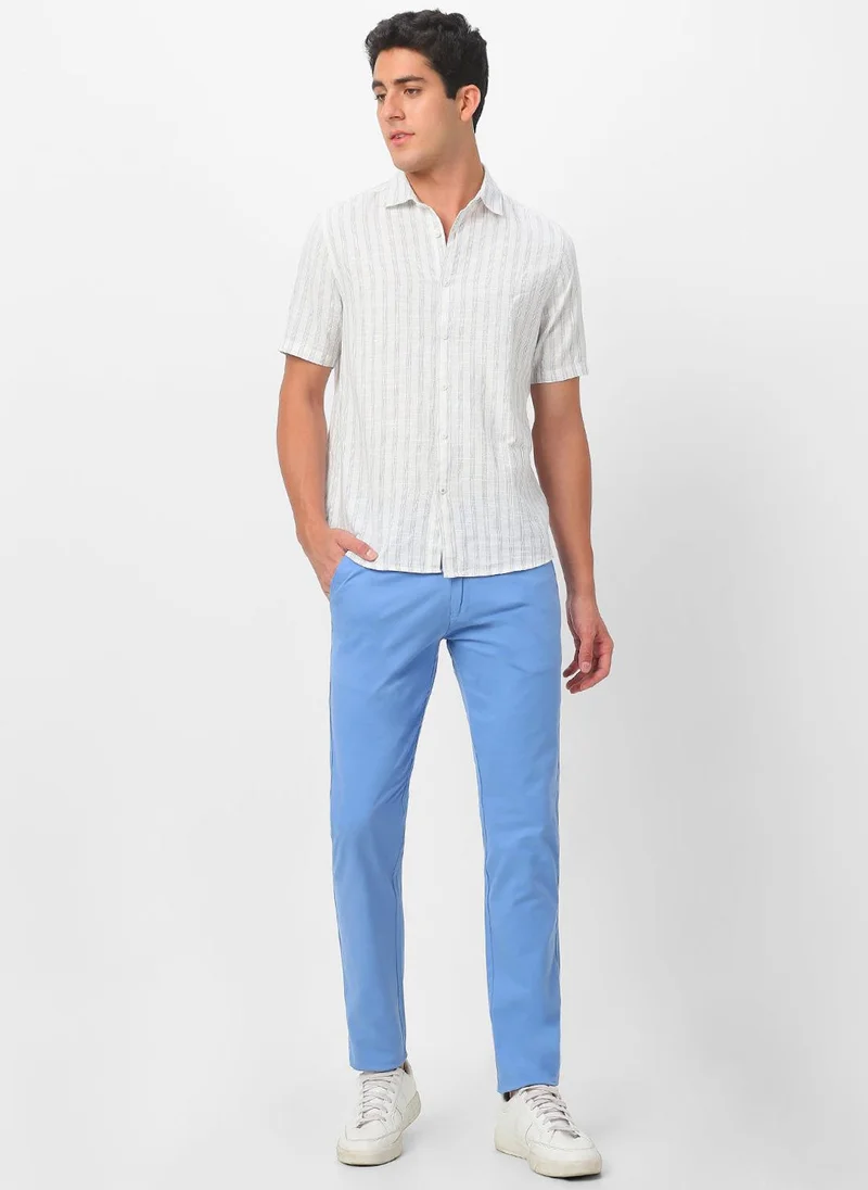 Urbano Fashion  Urbano Fashion Men's Sky Blue Cotton Slim Fit Casual Chinos Trousers Stretch for Men | Best Price UAE